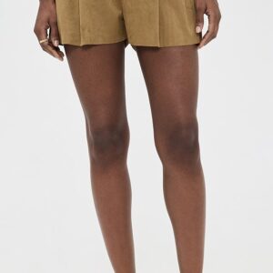 Norma Kamali Faux Suede Pleated Shorts