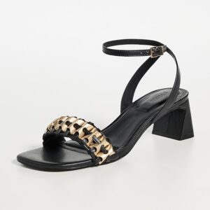 Faye Beaded Leather Block Heel Sandals