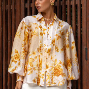 Fiorella Yellow Floral Balloon Sleeve Blouse