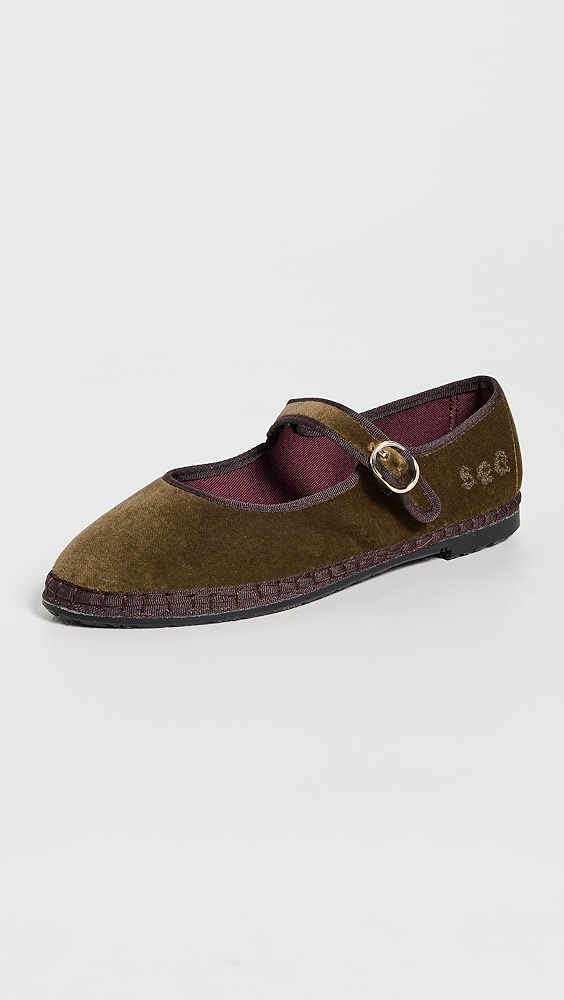 Flabelus Flabelus x Sea NYC Olive Mary Jane Flats