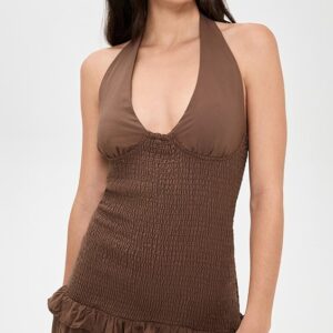 Seven Wonders Fleur Shirred Halter Mini Dress Fleur Shirred Halter Mini Dress