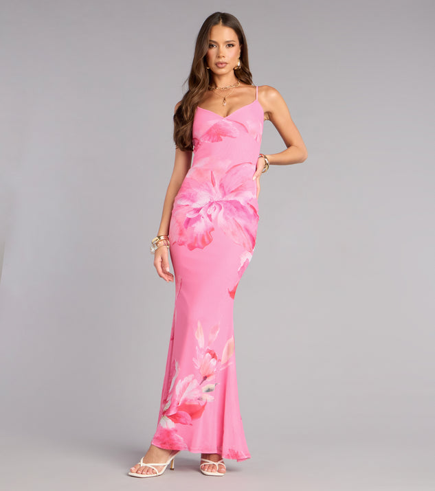 Windsor Flirt Factor Floral Mesh Maxi Dress