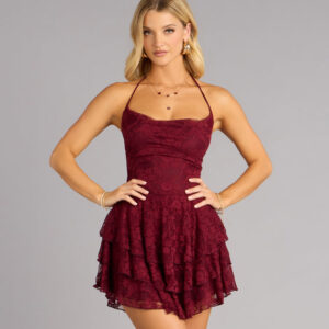 Windsor Flirt First Lace Tiered Skater Dress Flirt First Lace Tiered Skater Dress