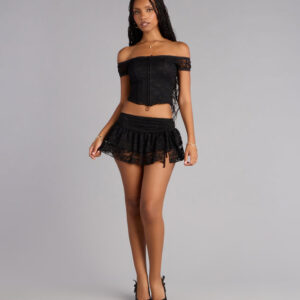 Windsor Flirt On Repeat Lace Mini Skort Flirt On Repeat Lace Mini Skort