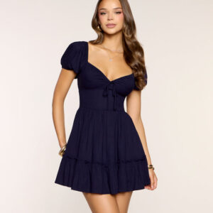 Windsor Flirting With Plans Puff Sleeve Skater Dress Flirting With Plans Puff Sleeve Skater Dress