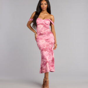 Windsor Flirty Agenda Floral Mesh Off-The-Shoulder Midi Dress Flirty Agenda Floral Mesh Off-The-Shoulder Midi Dress