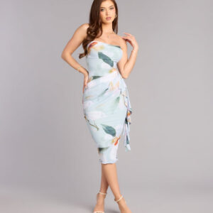 Windsor Flirty Invite Floral Strapless Midi Dress Flirty Invite Floral Strapless Midi Dress
