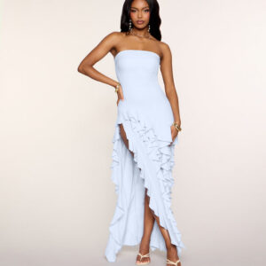 Windsor Flirty Moves Ruffle Slit Midi Tube Dress Flirty Moves Ruffle Slit Midi Tube Dress