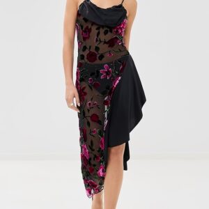 Floral Devor Slip Dress with Satin Detail