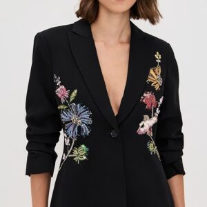 Cinq à Sept Floral Mixed Media Scrunched Cheyenne Blazer