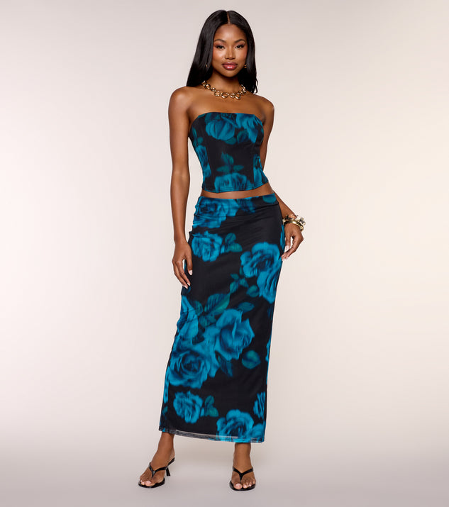 Windsor Floral Mood Mesh Maxi Skirt