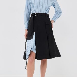 3.1 Phillip Lim Flounce Skirt Long Sleeve Combo Shirt Dress