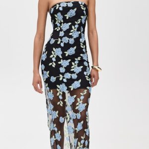 ROTATE Flower Mesh Tube Dress
