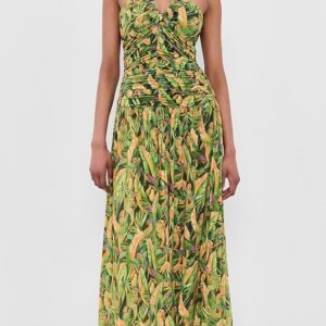 Forrest Green Parrot Sleeveless Maxi Dress