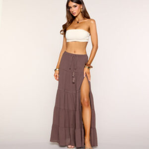 Free Spirit Tiered Slit Maxi Skirt