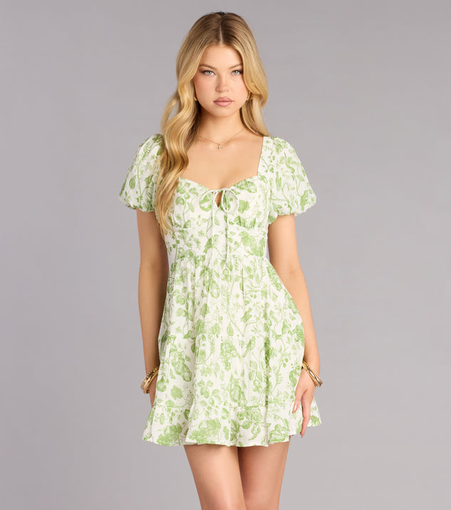 Windsor Fresh Blooms Puff Sleeve Skater Dress
