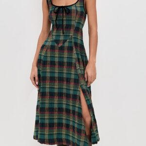 Freya Plaid Midi Dress