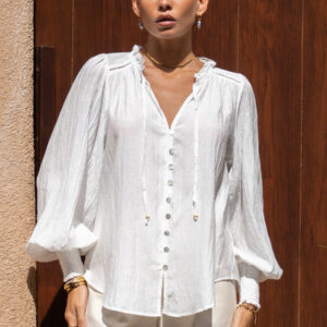 Freya White Balloon Sleeve Blouse