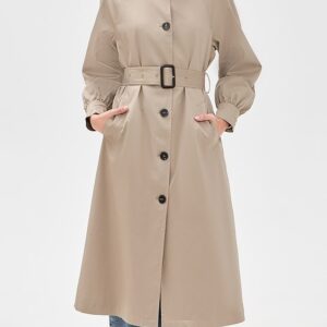 Funnel Neck Maxi Trench Coat