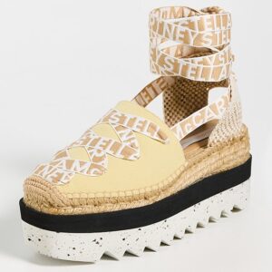 Stella McCartney Gaia Organic Canvas with Logo Ribbon Espadrilles