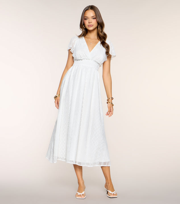 Windsor Garden Kisses Flutter Sleeve Midi Dress