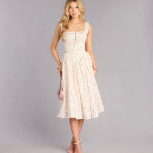 Garden Party Plans Floral Lace-Up Midi Dress