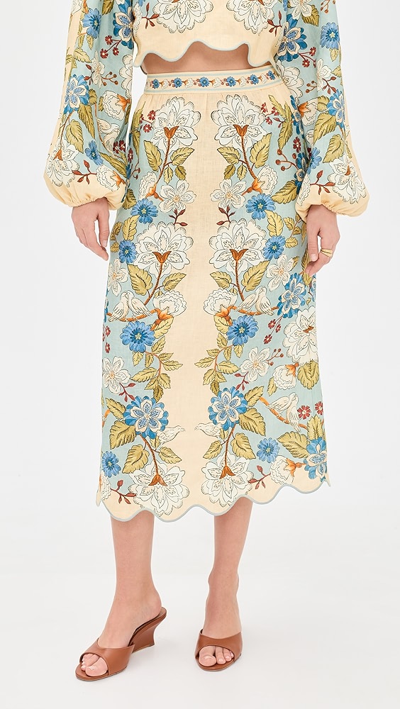 FARM Rio Garden Scarf Midi Skirt