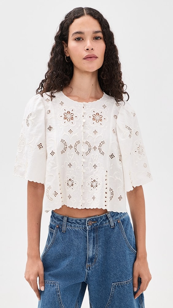 Sea Gardener Embroidered Top