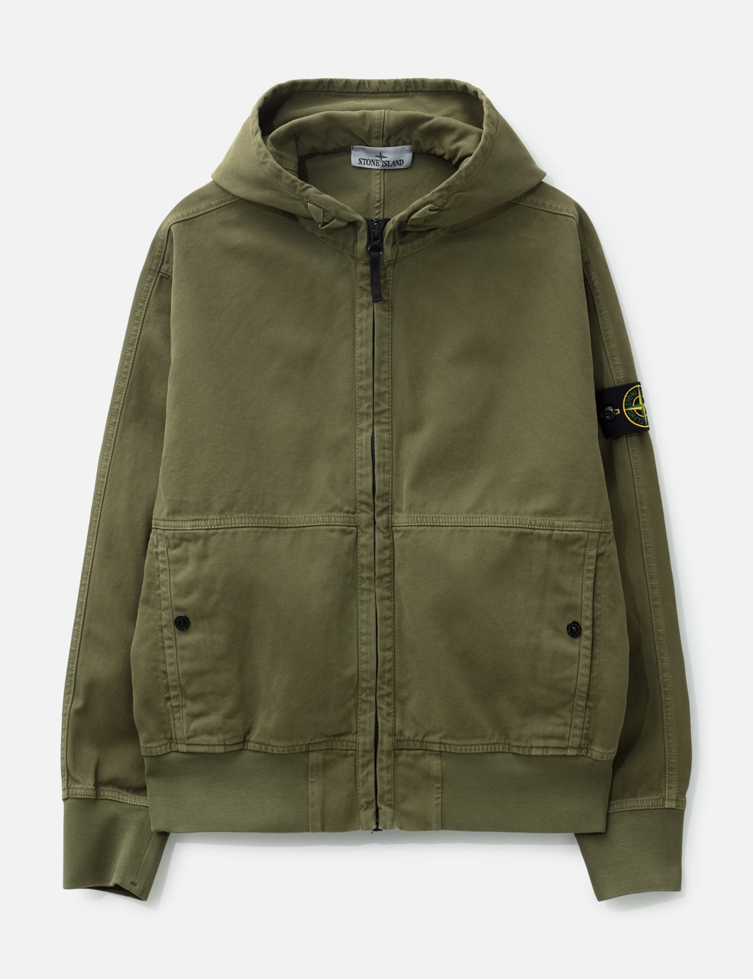 Stone Island Garment Dyed Panama Zip-Up Hoodie