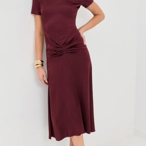 Victoria Beckham Gathered Detail T-Shirt Midi Dress