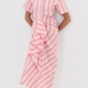 Rosie Assoulin Gathered Ruffle Shirt Dress