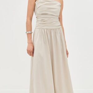 St. Agni Gathered Strapless Tie Back Dress
