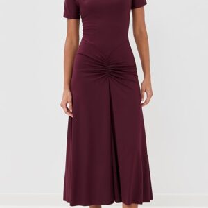 Victoria Beckham Gathered Waist T-Shirt Midi Dress