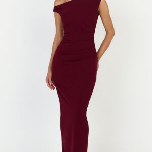 Genie Maxi Dress - Off The Shoulder Dress in Wine