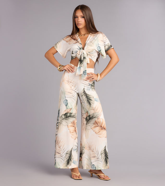 Windsor Getaway Mode Tropical Print Wide-Leg Pants