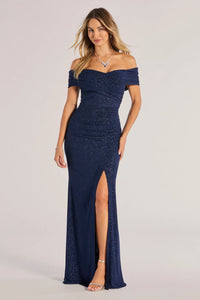 Giada Glitter Knit Off-the-Shoulder Column Dress