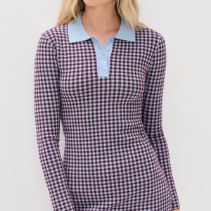 LE BOP Gingham Knit Polo Dress Gingham Knit Polo Dress