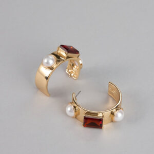 Glam Aura Pearl Gemstone Hoops