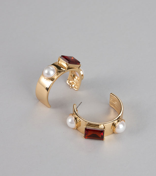 Windsor Glam Aura Pearl Gemstone Hoops