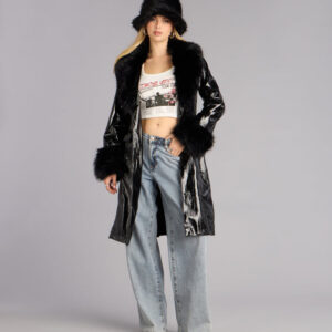 Windsor Glam Games Faux Fur Trim Trench Coat Glam Games Faux Fur Trim Trench Coat