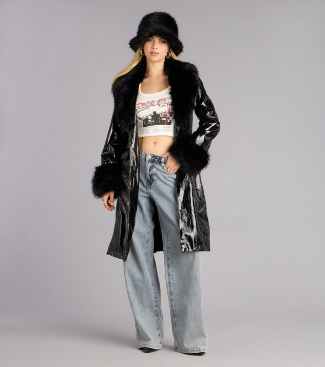 Windsor Glam Games Faux Fur Trim Trench Coat