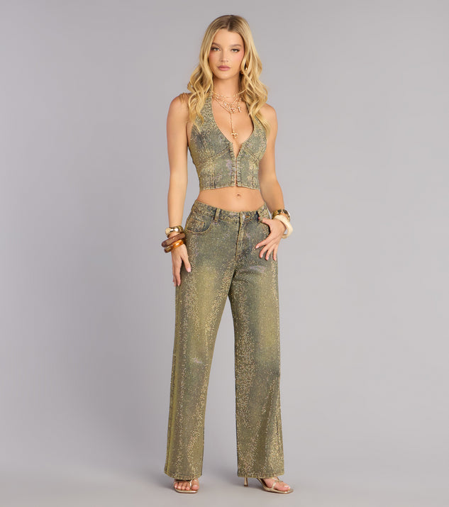 Windsor Glam Moment Rhinestone Denim Straight-Leg Jeans