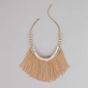 Glam Sweep Rhinestone Fringe Necklace
