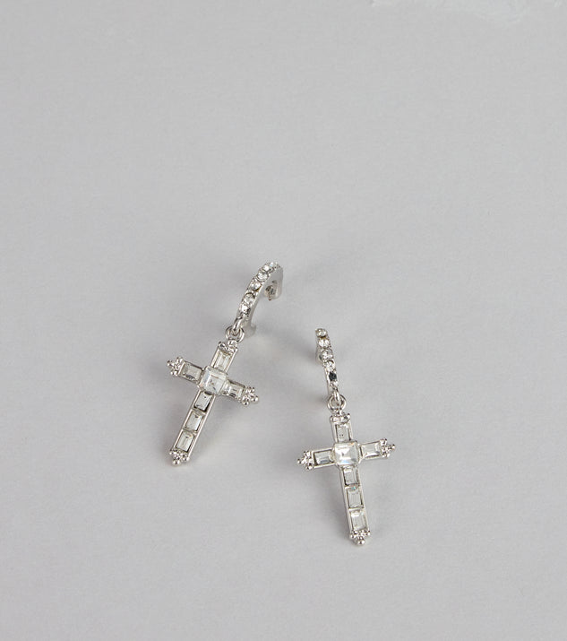 Windsor Glimmer Grace Rhinestone Cross Huggies