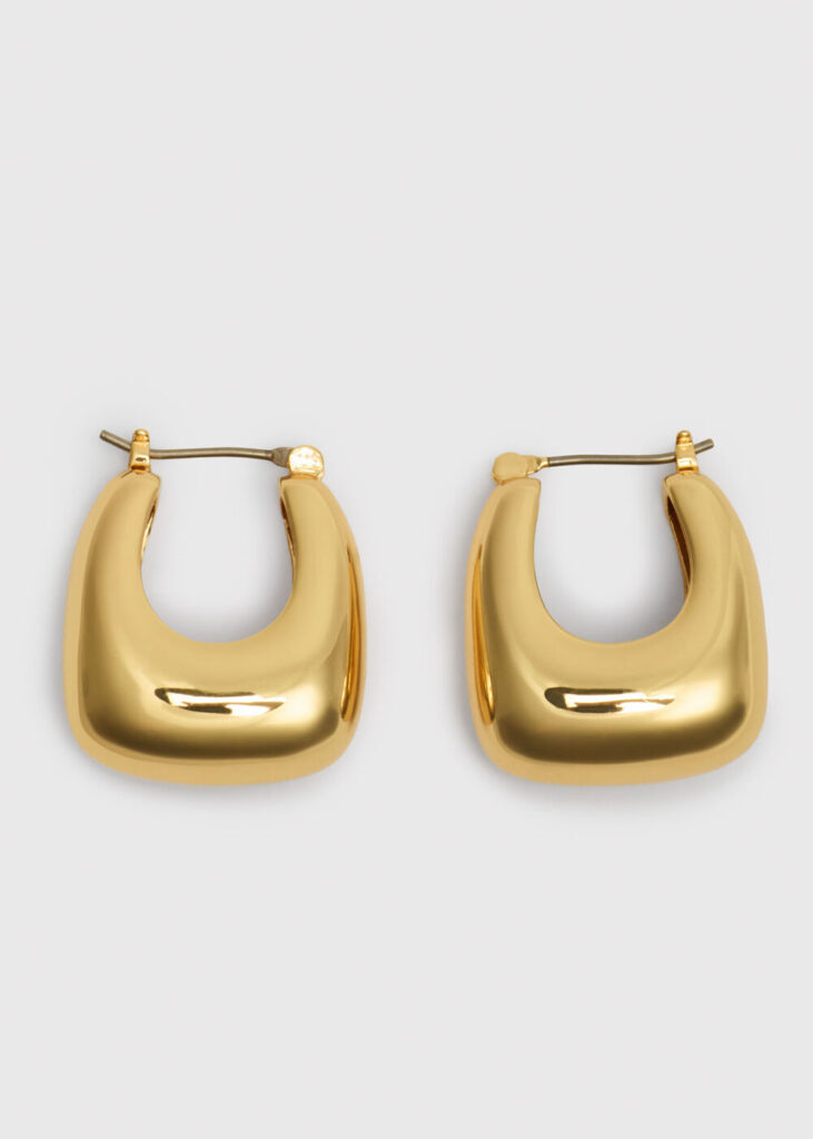 Gold Chunky Curved Square Earring Gold Chunky Curved Square Earring