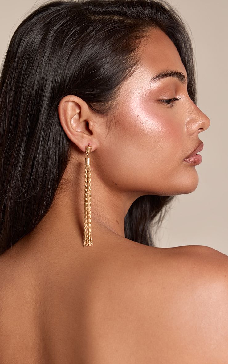 PrettyLittleThing Gold Fine Chain Drape Earrings