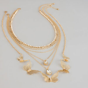 Windsor Golden Hour Glow Rhinestone Butterfly Layered Necklace Golden Hour Glow Rhinestone Butterfly Layered Necklace
