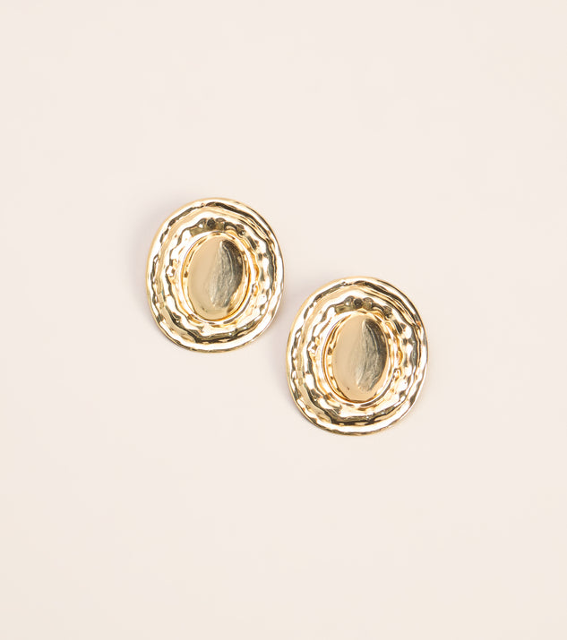 Windsor Golden Hour Hammered Oval Statement Earrings