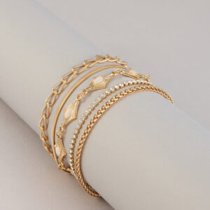 Windsor Golden Mix Five Piece Bracelet Stack Golden Mix Five Piece Bracelet Stack