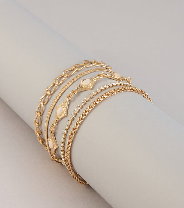Windsor Golden Mix Five Piece Bracelet Stack